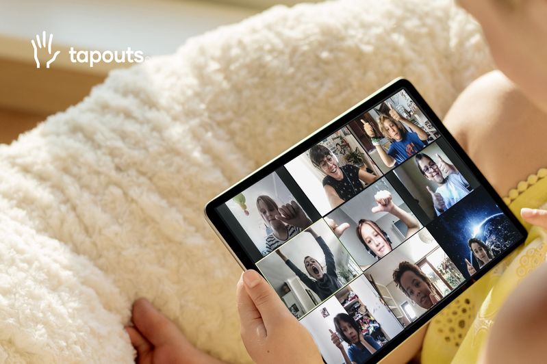 Kids in a tapouts group coaching session on Zoom